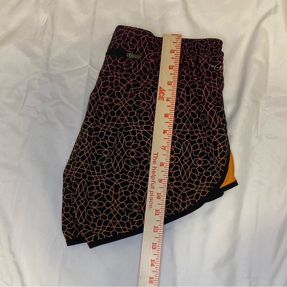 Nike Running Dri-FIT Tempo Shorts Black Orange Gradient Pattern Workout Size M - Picture 5 of 11
